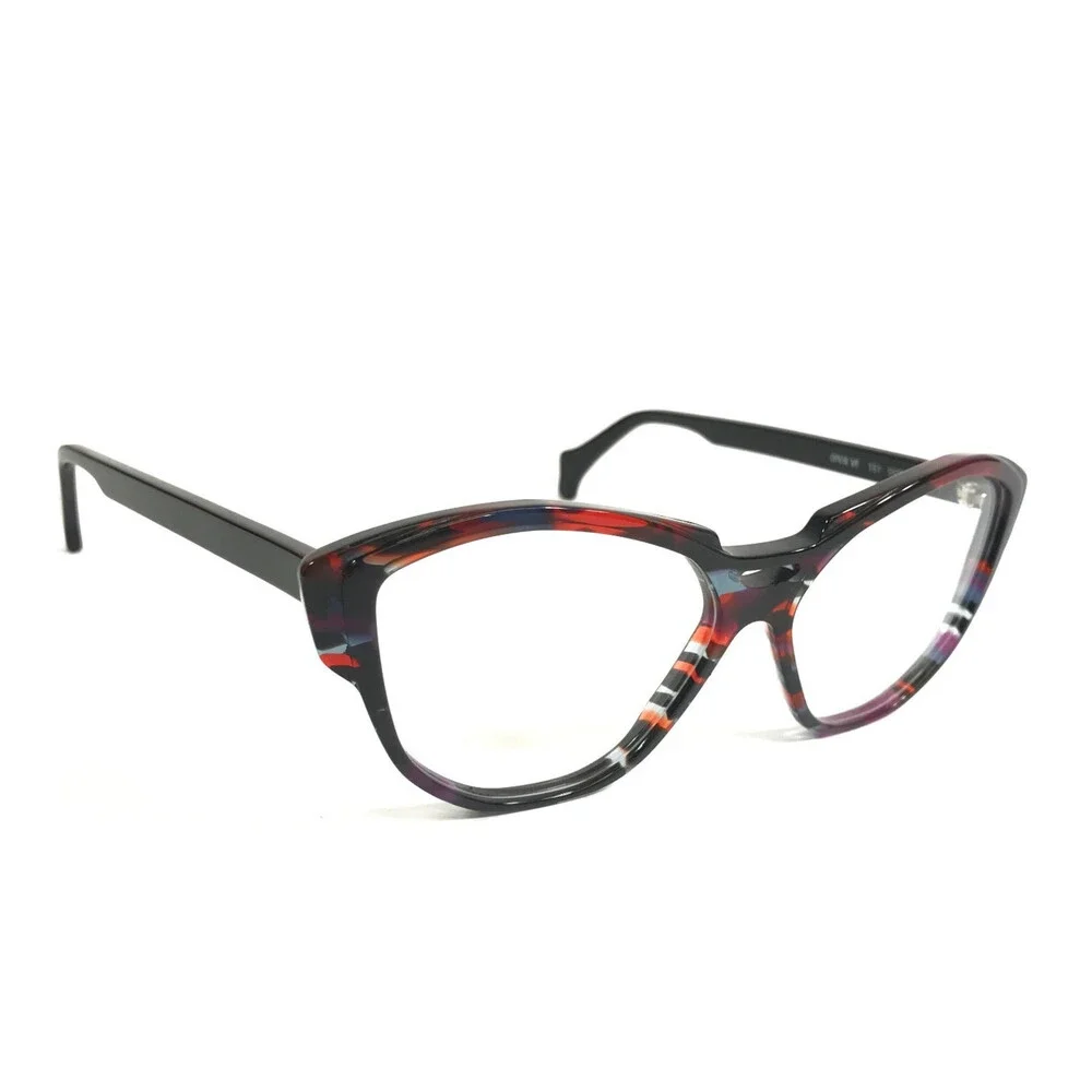 PLM Creation Eyeglasses Frames DIVA VI 151 Black Red Blue Speckled 55-14-145